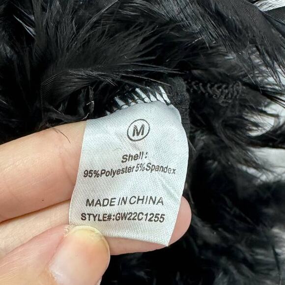 NovaLuxe Jacqueline Bandage Asymmetric Feather Lined Maxi Dress Black Medium - Picture 10 of 10